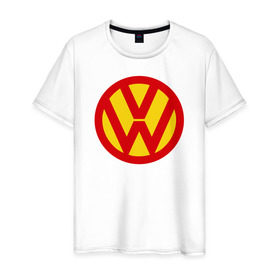 Мужская футболка хлопок с принтом Super Volkswagen в Белгороде, 100% хлопок | прямой крой, круглый вырез горловины, длина до линии бедер, слегка спущенное плечо. | super volkswagen