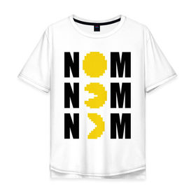 Мужская футболка хлопок Oversize с принтом NOMNOM в Белгороде, 100% хлопок | свободный крой, круглый ворот, “спинка” длиннее передней части | nom | pack man | packman | денди | пакман | пэкмэн