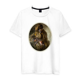 Мужская футболка хлопок с принтом Портрет Сталкера в Белгороде, 100% хлопок | прямой крой, круглый вырез горловины, длина до линии бедер, слегка спущенное плечо. | shooter | stalker | радиация | шутер
