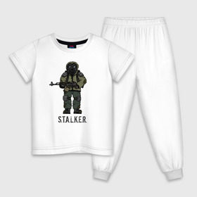 Детская пижама хлопок с принтом Сталкер в Белгороде, 100% хлопок |  брюки и футболка прямого кроя, без карманов, на брюках мягкая резинка на поясе и по низу штанин
 | shooter | stalker | радиация | шутер