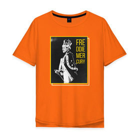Мужская футболка хлопок Oversize с принтом Фредди Меркьюри в Белгороде, 100% хлопок | свободный крой, круглый ворот, “спинка” длиннее передней части | heavy | queen | квин | меркури | метал | фредди