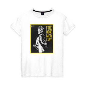 Женская футболка хлопок с принтом Фредди Меркьюри в Белгороде, 100% хлопок | прямой крой, круглый вырез горловины, длина до линии бедер, слегка спущенное плечо | heavy | queen | квин | меркури | метал | фредди