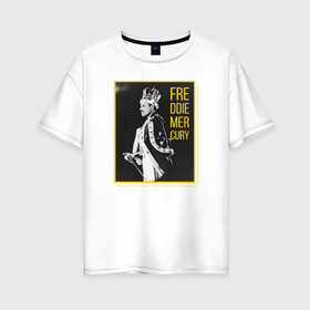 Женская футболка хлопок Oversize с принтом Фредди Меркьюри в Белгороде, 100% хлопок | свободный крой, круглый ворот, спущенный рукав, длина до линии бедер
 | heavy | queen | квин | меркури | метал | фредди
