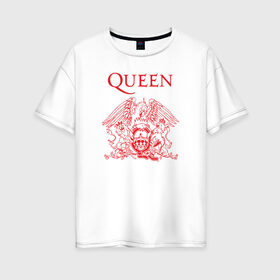 Женская футболка хлопок Oversize с принтом Queen в Белгороде, 100% хлопок | свободный крой, круглый ворот, спущенный рукав, длина до линии бедер
 | heavy | queen | квин | меркури | метал | фредди