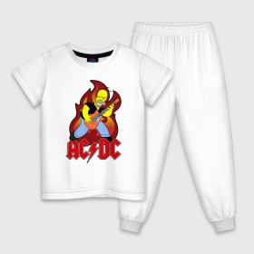Детская пижама хлопок с принтом Гомер играет AC DC в Белгороде, 100% хлопок |  брюки и футболка прямого кроя, без карманов, на брюках мягкая резинка на поясе и по низу штанин
 | acdc | metall | метал | рок группы | траш