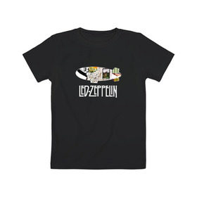 Детская футболка хлопок с принтом Led Zeppelin в Белгороде, 100% хлопок | круглый вырез горловины, полуприлегающий силуэт, длина до линии бедер | Тематика изображения на принте: led zeppelin