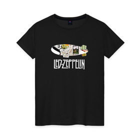 Женская футболка хлопок с принтом Led Zeppelin в Белгороде, 100% хлопок | прямой крой, круглый вырез горловины, длина до линии бедер, слегка спущенное плечо | led zeppelin