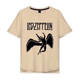 Мужская футболка хлопок Oversize с принтом Led Zeppelin swan в Белгороде, 100% хлопок | свободный крой, круглый ворот, “спинка” длиннее передней части | led zeppelin