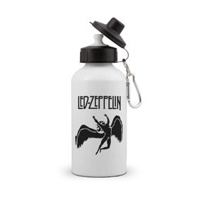 Бутылка спортивная с принтом Led Zeppelin swan в Белгороде, металл | емкость — 500 мл, в комплекте две пластиковые крышки и карабин для крепления | Тематика изображения на принте: led zeppelin