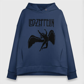 Женское худи Oversize хлопок с принтом Led Zeppelin swan в Белгороде, френч-терри — 70% хлопок, 30% полиэстер. Мягкий теплый начес внутри —100% хлопок | боковые карманы, эластичные манжеты и нижняя кромка, капюшон на магнитной кнопке | led zeppelin