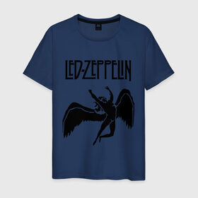 Мужская футболка хлопок с принтом Led Zeppelin swan в Белгороде, 100% хлопок | прямой крой, круглый вырез горловины, длина до линии бедер, слегка спущенное плечо. | Тематика изображения на принте: led zeppelin