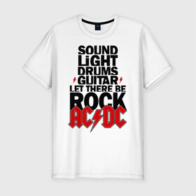 Мужская футболка премиум с принтом AC/DC в Белгороде, 92% хлопок, 8% лайкра | приталенный силуэт, круглый вырез ворота, длина до линии бедра, короткий рукав | Тематика изображения на принте: acdc | metal | trash | метал | металл | рок группы | эйсидиси