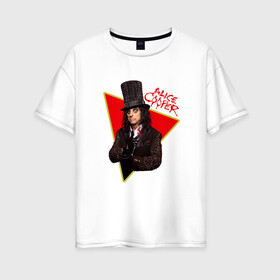 Женская футболка хлопок Oversize с принтом Alice Cooper в Белгороде, 100% хлопок | свободный крой, круглый ворот, спущенный рукав, длина до линии бедер
 | alice cooper | metal | rock | метал | рок | рок музыка | элис купер