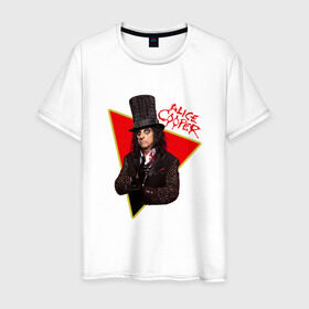 Мужская футболка хлопок с принтом Alice Cooper в Белгороде, 100% хлопок | прямой крой, круглый вырез горловины, длина до линии бедер, слегка спущенное плечо. | alice cooper | metal | rock | метал | рок | рок музыка | элис купер