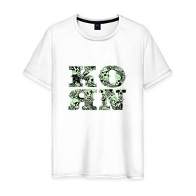 Мужская футболка хлопок с принтом Korn в Белгороде, 100% хлопок | прямой крой, круглый вырез горловины, длина до линии бедер, слегка спущенное плечо. | Тематика изображения на принте: korn | metal | дэвис | корн | метал | рок