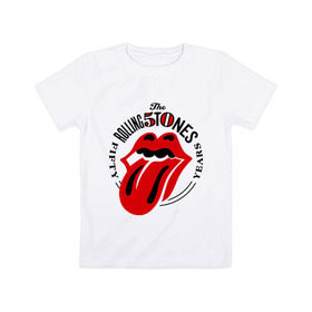 Детская футболка хлопок с принтом Rolling Stones в Белгороде, 100% хлопок | круглый вырез горловины, полуприлегающий силуэт, длина до линии бедер | rolling stones