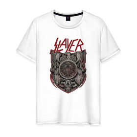 Мужская футболка хлопок с принтом Slayer в Белгороде, 100% хлопок | прямой крой, круглый вырез горловины, длина до линии бедер, слегка спущенное плечо. | Тематика изображения на принте: punk | slayer | метал
