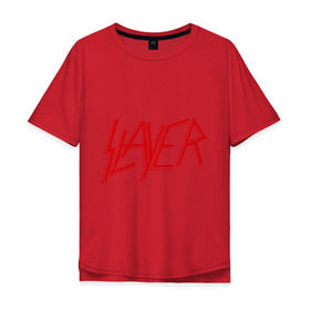 Мужская футболка хлопок Oversize с принтом Slayer logo в Белгороде, 100% хлопок | свободный крой, круглый ворот, “спинка” длиннее передней части | alternative rock | pank | punk | rock | slayer | альтернативный рок | метал | панк | рок | слаер | тяжелая музыка | хард рок | хеви метал