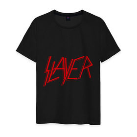 Мужская футболка хлопок с принтом Slayer logo в Белгороде, 100% хлопок | прямой крой, круглый вырез горловины, длина до линии бедер, слегка спущенное плечо. | alternative rock | pank | punk | rock | slayer | альтернативный рок | метал | панк | рок | слаер | тяжелая музыка | хард рок | хеви метал