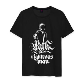 Мужская футболка хлопок с принтом Path of the righteous man в Белгороде, 100% хлопок | прямой крой, круглый вырез горловины, длина до линии бедер, слегка спущенное плечо. | 
