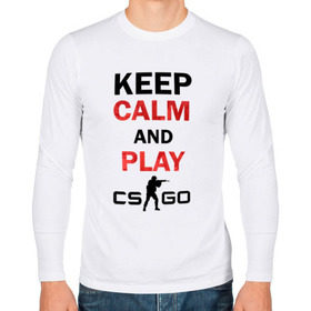 Мужской лонгслив хлопок с принтом Keep Calm and play cs:go в Белгороде, 100% хлопок |  | calm | cs go | keep | го