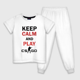 Детская пижама хлопок с принтом Keep Calm and play cs:go в Белгороде, 100% хлопок |  брюки и футболка прямого кроя, без карманов, на брюках мягкая резинка на поясе и по низу штанин
 | calm | cs go | keep | го