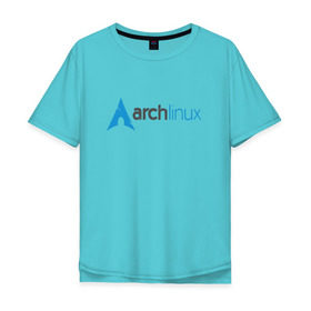 Мужская футболка хлопок Oversize с принтом Arch Linux в Белгороде, 100% хлопок | свободный крой, круглый ворот, “спинка” длиннее передней части | Тематика изображения на принте: linux | баш | линукс | ос
