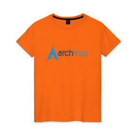 Женская футболка хлопок с принтом Arch Linux в Белгороде, 100% хлопок | прямой крой, круглый вырез горловины, длина до линии бедер, слегка спущенное плечо | linux | баш | линукс | ос