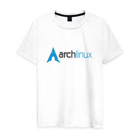 Мужская футболка хлопок с принтом Arch Linux в Белгороде, 100% хлопок | прямой крой, круглый вырез горловины, длина до линии бедер, слегка спущенное плечо. | linux | баш | линукс | ос