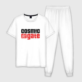 Мужская пижама хлопок с принтом Cosmic Gate в Белгороде, 100% хлопок | брюки и футболка прямого кроя, без карманов, на брюках мягкая резинка на поясе и по низу штанин
 | cosmic gate | dj | house | trance