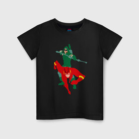 Детская футболка хлопок с принтом Flash and arrow в Белгороде, 100% хлопок | круглый вырез горловины, полуприлегающий силуэт, длина до линии бедер | flash and arrow зеленая стрела флеш флэш супе