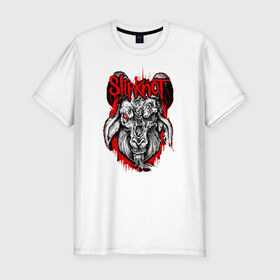 Мужская футболка премиум с принтом Slipknot goat в Белгороде, 92% хлопок, 8% лайкра | приталенный силуэт, круглый вырез ворота, длина до линии бедра, короткий рукав | metall | punk | slipknot | метал | панк рок | слипнот