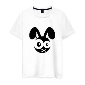 Мужская футболка хлопок с принтом Зомби заяц в Белгороде, 100% хлопок | прямой крой, круглый вырез горловины, длина до линии бедер, слегка спущенное плечо. | заяц | кролик