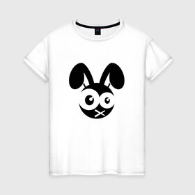Женская футболка хлопок с принтом Зомби заяц в Белгороде, 100% хлопок | прямой крой, круглый вырез горловины, длина до линии бедер, слегка спущенное плечо | Тематика изображения на принте: заяц | кролик