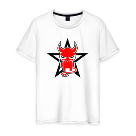 Мужская футболка хлопок с принтом Чертёнок в Белгороде, 100% хлопок | прямой крой, круглый вырез горловины, длина до линии бедер, слегка спущенное плечо. | пентаграмма