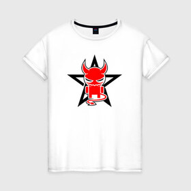 Женская футболка хлопок с принтом Чертёнок в Белгороде, 100% хлопок | прямой крой, круглый вырез горловины, длина до линии бедер, слегка спущенное плечо | пентаграмма