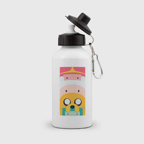 Бутылка спортивная с принтом Adventure Time в Белгороде, металл | емкость — 500 мл, в комплекте две пластиковые крышки и карабин для крепления | 