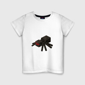 Детская футболка хлопок с принтом Паук в Белгороде, 100% хлопок | круглый вырез горловины, полуприлегающий силуэт, длина до линии бедер | майнкрафт | майнкрафт 2