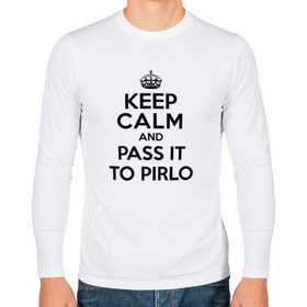 Мужской лонгслив хлопок с принтом Keep calm and pass it to pirlo в Белгороде, 100% хлопок |  | juventus | keepcalm | пирло