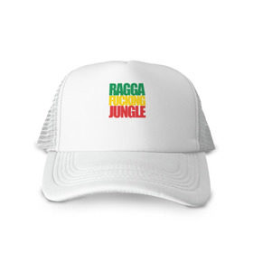 Кепка тракер с сеткой с принтом Ragga Fucking Jungle в Белгороде, трикотажное полотно; задняя часть — сетка | длинный козырек, универсальный размер, пластиковая застежка | jungle | днб | рагга | рагга джангл (ragga jungle)  джангл с более выраженным влиянием ямайской музыкальной культуры.ragga jungle