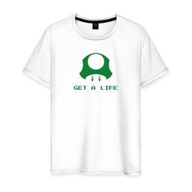 Мужская футболка хлопок с принтом Mario Mushroom в Белгороде, 100% хлопок | прямой крой, круглый вырез горловины, длина до линии бедер, слегка спущенное плечо. | lvl up | nintendo | гриб | жизнь | марио | нинтендо