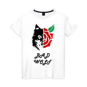 Женская футболка хлопок с принтом Bad Wolf в Белгороде, 100% хлопок | прямой крой, круглый вырез горловины, длина до линии бедер, слегка спущенное плечо | 