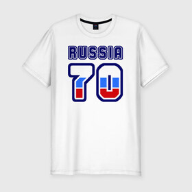 Мужская футболка премиум с принтом Russia - 70 (Томская область) в Белгороде, 92% хлопок, 8% лайкра | приталенный силуэт, круглый вырез ворота, длина до линии бедра, короткий рукав | 70 | russia | russia   70 | россия | томская область