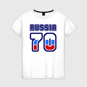 Женская футболка хлопок с принтом Russia - 70 (Томская область) в Белгороде, 100% хлопок | прямой крой, круглый вырез горловины, длина до линии бедер, слегка спущенное плечо | 70 | russia | russia   70 | россия | томская область
