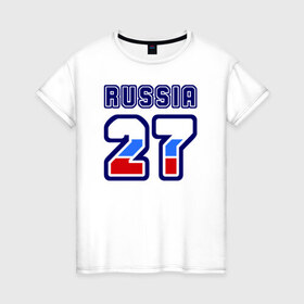 Женская футболка хлопок с принтом Russia - 27 (Хабаровский край) в Белгороде, 100% хлопок | прямой крой, круглый вырез горловины, длина до линии бедер, слегка спущенное плечо | 