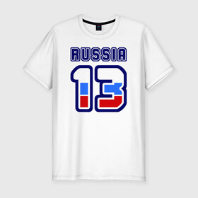 Мужская футболка премиум с принтом Russia - 13 (Респ, Мордовия) в Белгороде, 92% хлопок, 8% лайкра | приталенный силуэт, круглый вырез ворота, длина до линии бедра, короткий рукав | 113 | 13 | russia | russia   13 | республика мордовия