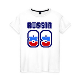 Женская футболка хлопок с принтом Russia - 89 (Ямало-Ненецк. АО) в Белгороде, 100% хлопок | прямой крой, круглый вырез горловины, длина до линии бедер, слегка спущенное плечо | 