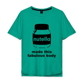 Мужская футболка хлопок Oversize с принтом Nutella в Белгороде, 100% хлопок | свободный крой, круглый ворот, “спинка” длиннее передней части | fabulous body | nutella | нутелла | тело