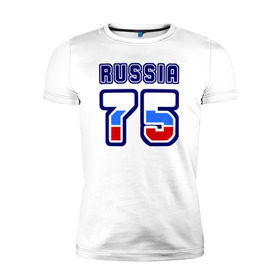 Мужская футболка премиум с принтом Russia - 75 (Забайкал. край) в Белгороде, 92% хлопок, 8% лайкра | приталенный силуэт, круглый вырез ворота, длина до линии бедра, короткий рукав | 75 | 80 | russia | russia   75 | забайкальский край