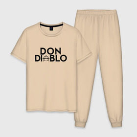 Мужская пижама хлопок с принтом Don Diablo в Белгороде, 100% хлопок | брюки и футболка прямого кроя, без карманов, на брюках мягкая резинка на поясе и по низу штанин
 | dj | don diablo | house | хаус
